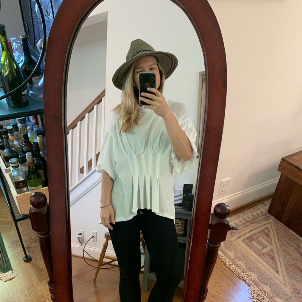 Free People Pleated Eyelet T Shirt